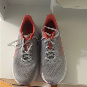 Hoka Gray and Coral Athletic Shoes